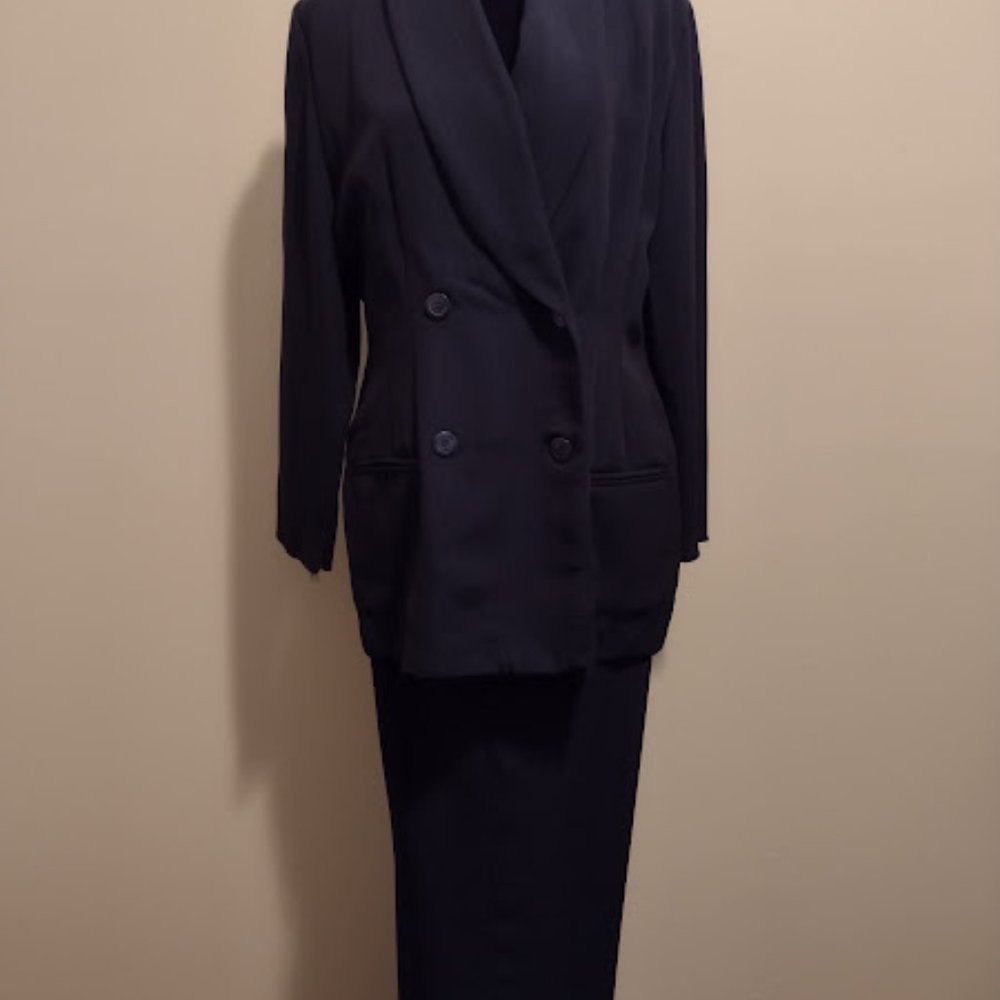 Dani Max Petite, 2pc Navy-Blue, Pant Suit, Size-14, No Hem, Dry Cleaned